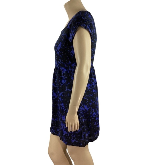 Gap Factory Black Blue Fit and Flare Mini Dress Short Sleeve Side Zip L - Picture 4 of 7